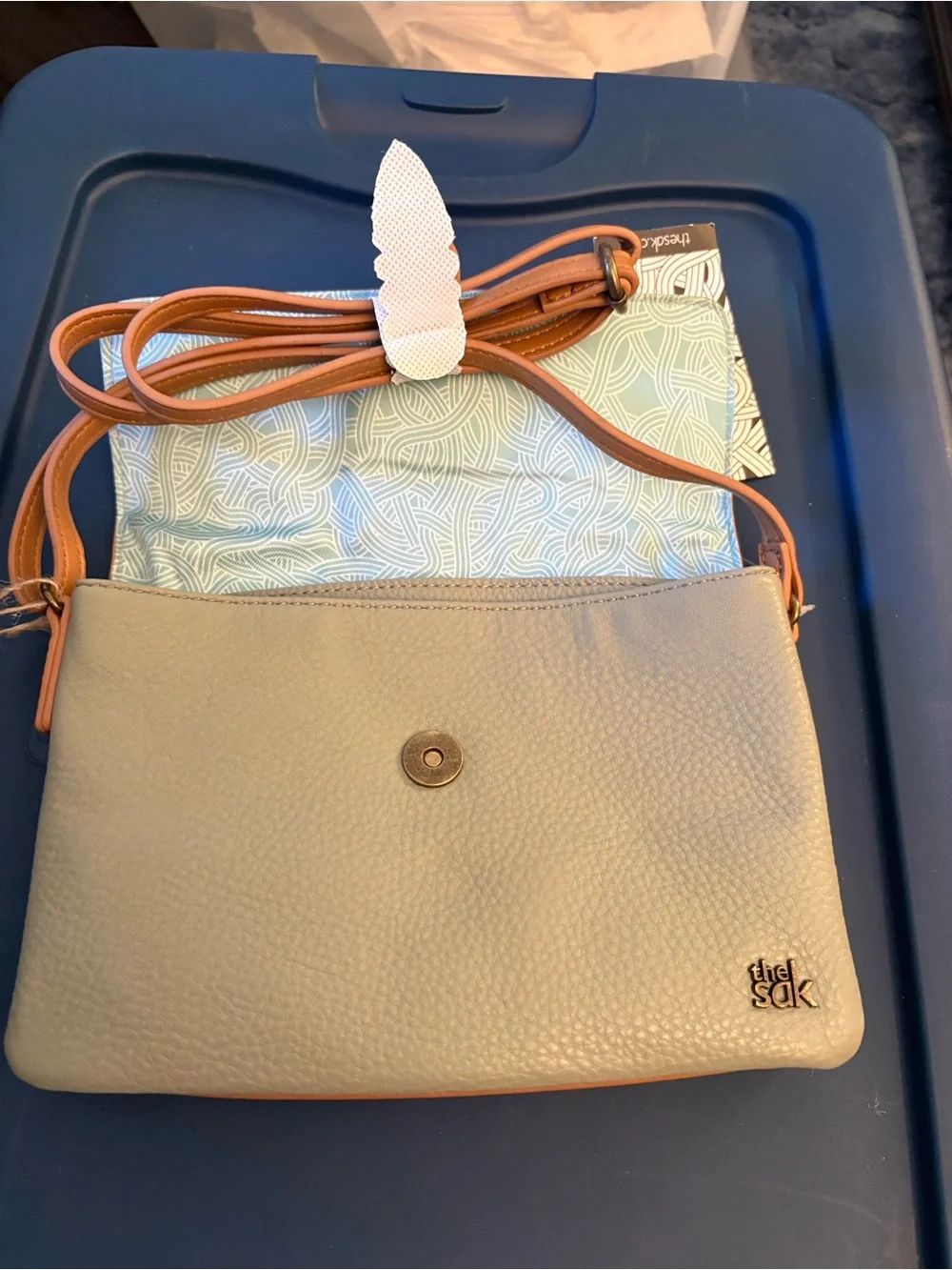 The Sak Two-Tone Sage Green, White & Tan Crossbody